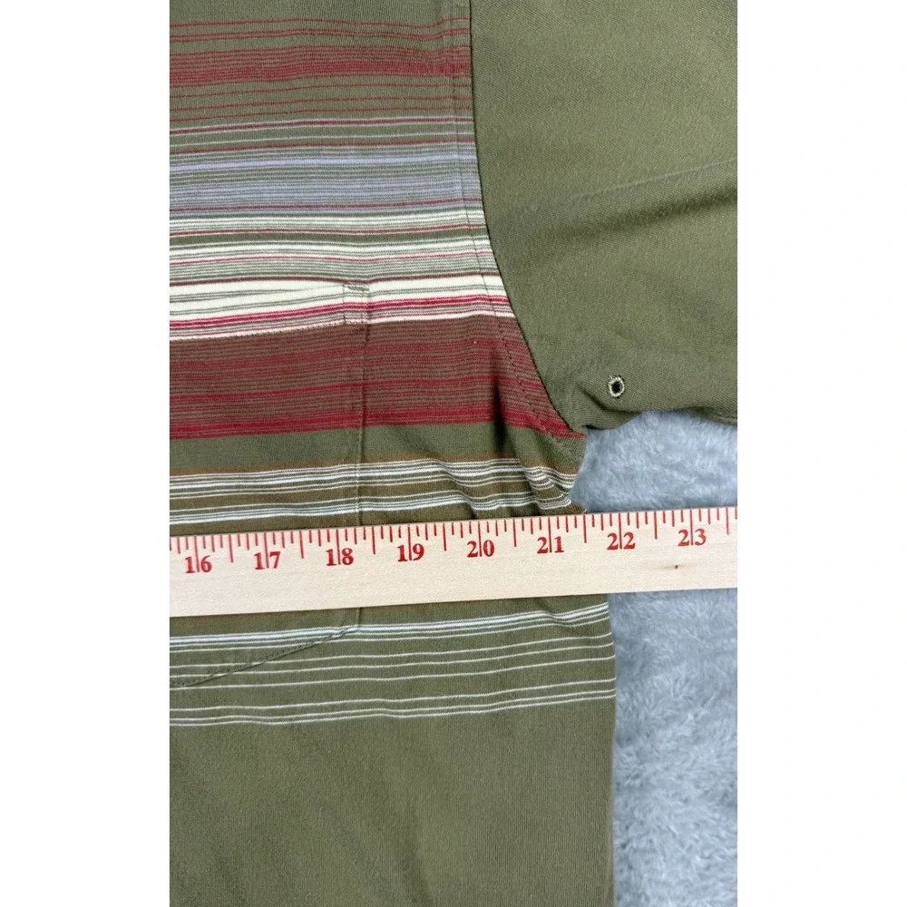The North Face Polo Shirt Mens XL Green Striped Short Sleeve Cotton Casual